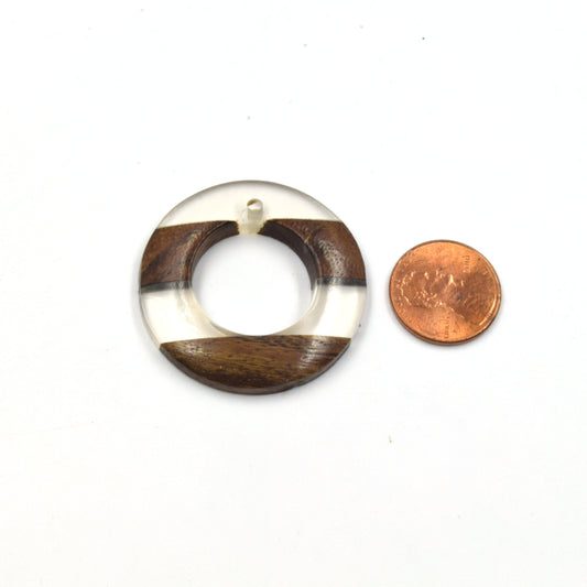 Acrylic Wood Pendants | Resin Pendants | 38mm Clear Wooden Circle Drilled Pendant