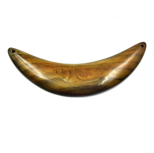 Wooden Focal Pendant | Brown U Shaped Crescent | 25mm x 116mm
