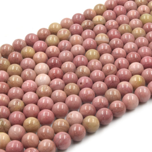 Rhodonite Beads | Smooth Pink Round Natural Gemstone Beads - 4mm 6mm 8mm 10mm 12mm
