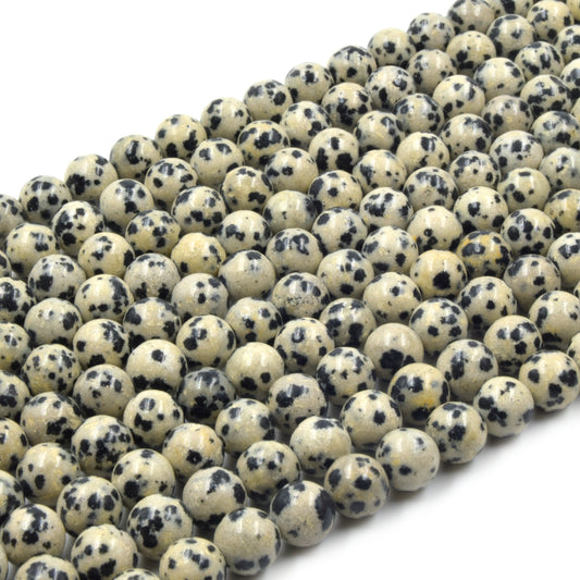 Dalmatian Jasper Beads | Smooth Round Natural Gemstone Beads - 4mm 6mm 8mm 10mm 12mm 14mm