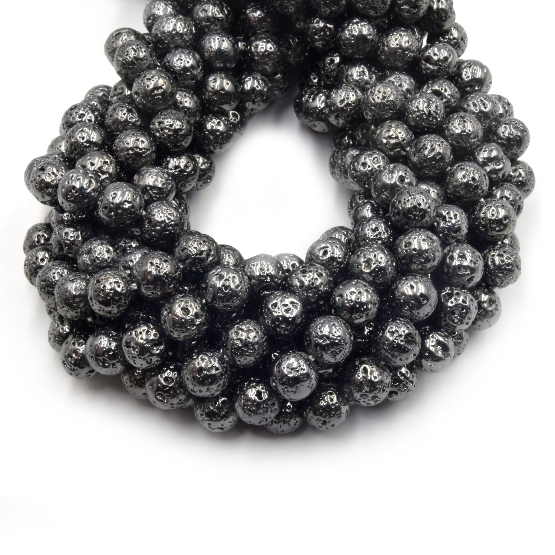Plated Lava Beads | Gold Silver Rosegold Gunmetal | 4mm 6mm 8mm 10mm
