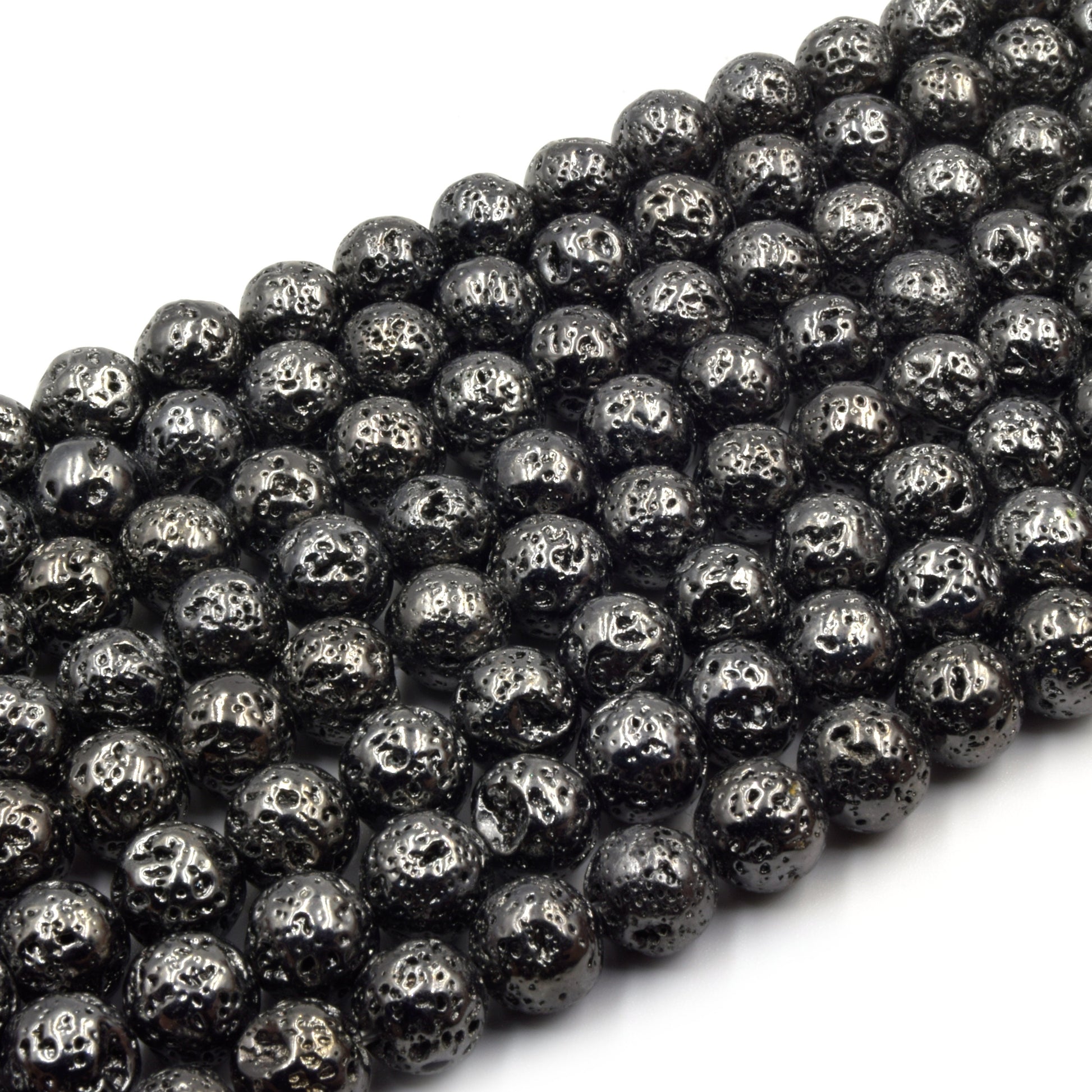Plated Lava Beads | Gold Silver Rosegold Gunmetal | 4mm 6mm 8mm 10mm
