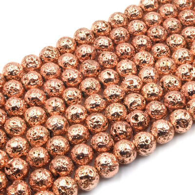 Plated Lava Beads | Gold Silver Rosegold Gunmetal | 4mm 6mm 8mm 10mm
