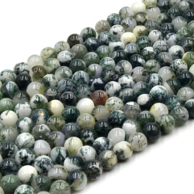 Tree Agate Beads | Smooth Round Natural Agate Beads - 4mm 6mm 8mm 10mm 12mm