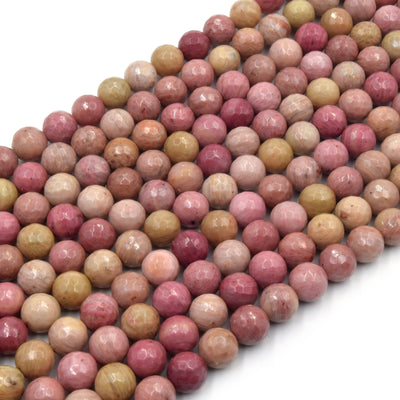 Rhodonite Beads | Faceted Pink Round Natural Gemstone Beads - 4mm 6mm 8mm 10mm 12mm
