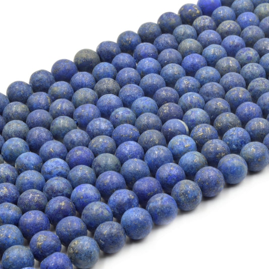 Satin Lapis Lazuli Beads | Semi-Gloss Round Natural Blue Lapis Beads - 4mm 6mm 8mm 10mm 12mm 14mm