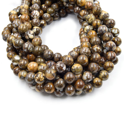 African Opal Beads | Glossy Round Natural Brown Opal Beads - 6mm 8mm