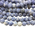 10mm Matte Finish Natural Blue Spot Jasper Round/Ball Shaped Beads with 2mm Holes - 7.5" Strand (Approx. 20 Beads) - LARGE HOLE BEADS
