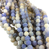 Matte Finish Smooth Round Pale Blue Crackle/Veined Agate Beads | 10mm 14mm | 15&quot; Strand (Approximately 39 Beads)