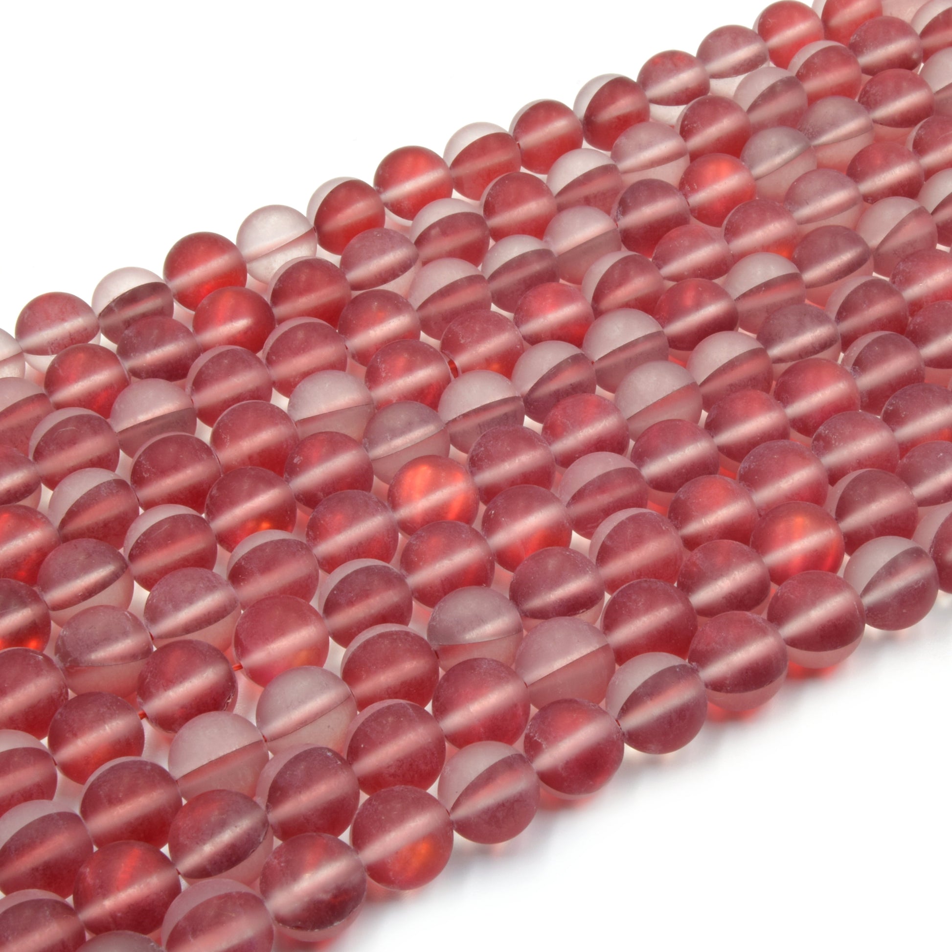 Synthetic Moonstone Beads | Mystic Aura Quartz Beads | Red Matte Holographic Glass Beads - 10mm Available