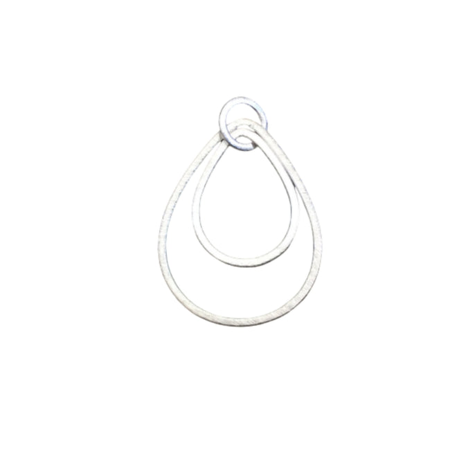 Large Sized Silver Plated Copper Double Teardrop/Pear Shaped Components - Measuring 58mm x 42mm, 8mm Circle - Sold in Packs of 10 (283A-SV)