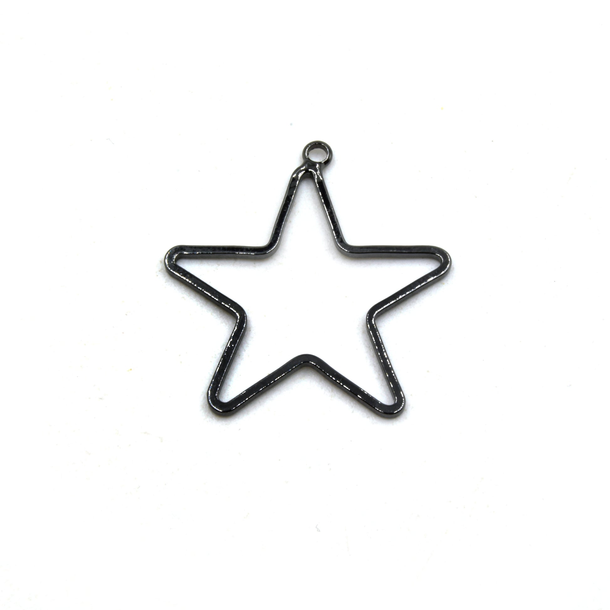 Stars 28mm (4 Pk) Gunmetal Plated Open Star Shaped Pendant/Connector Components (One Ring) - (Pack of 4)