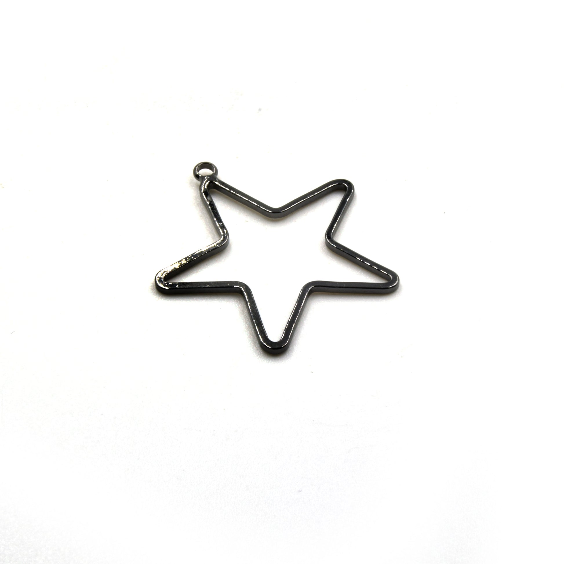 Stars 28mm (4 Pk) Gunmetal Plated Open Star Shaped Pendant/Connector Components (One Ring) - (Pack of 4)