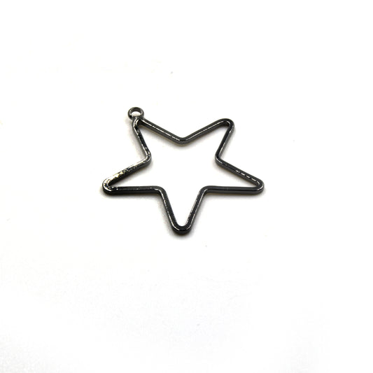 Stars 28mm (4 Pk) Gunmetal Plated Open Star Shaped Pendant/Connector Components (One Ring) - (Pack of 4)