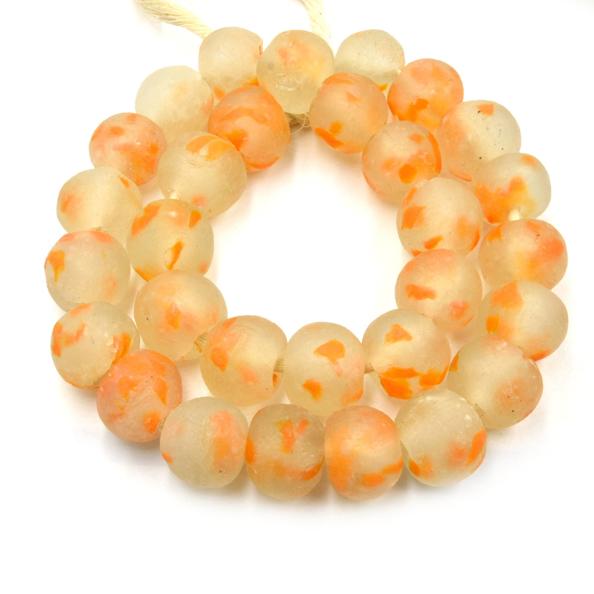 African Glass Beads | 20mm Recycled African Glass Round Rondelle Beads - Sold by Approx. 20" Strand (~30 Beads)