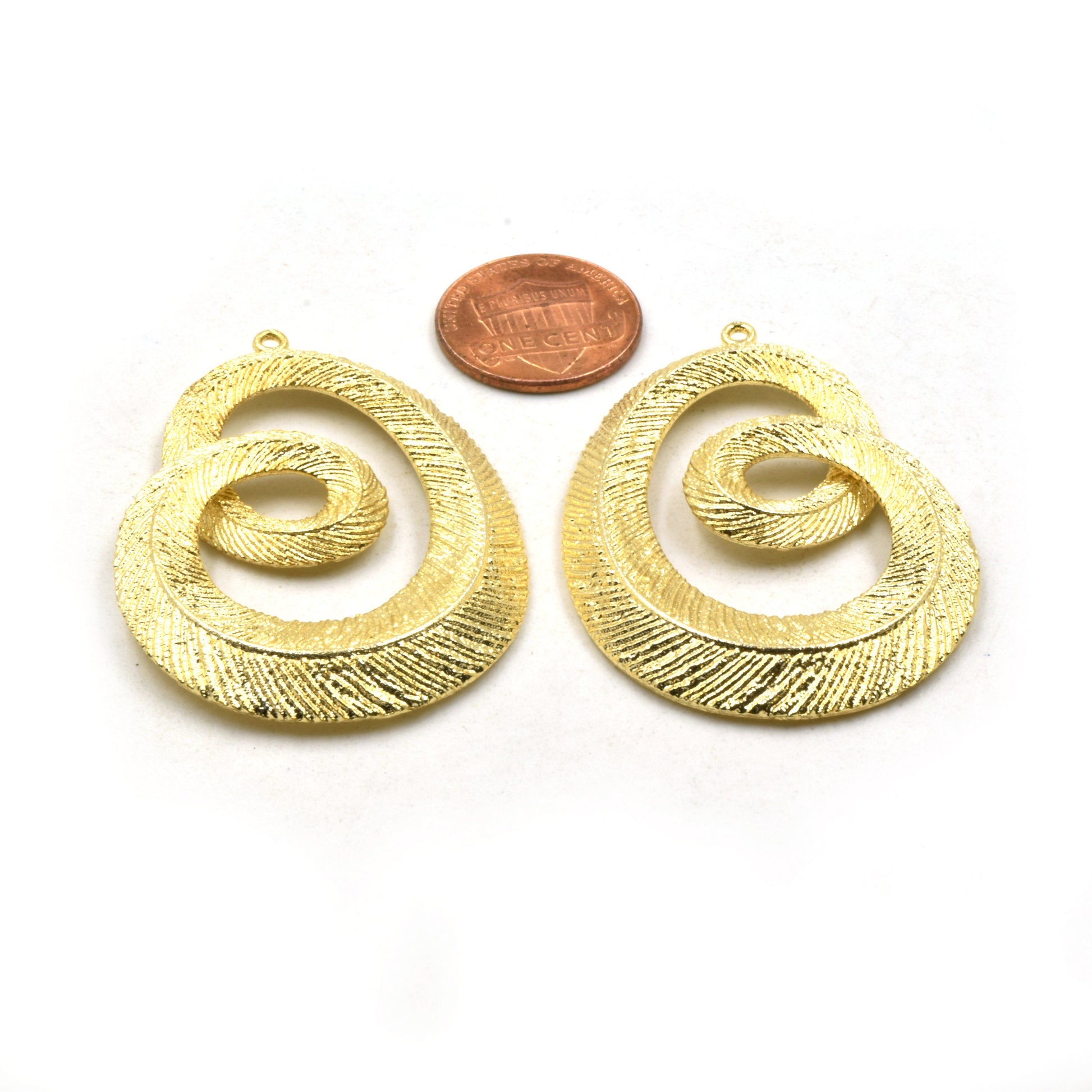 Jewelry Components | Gold Plated Copper Leaf Textured Pendants | One Pair of Components | 34mm x 48mm