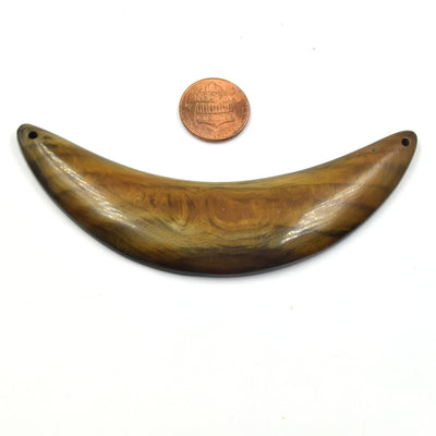 Wooden Focal Pendant | Brown U Shaped Crescent | 25mm x 116mm