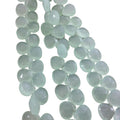 10mm Faceted Natural Mint Green Chalcedony Heart/Teardrop Shaped Beads - Sold by 8" Strands (Approx. 40 Beads) - Hand-Cut Indian Gemstone