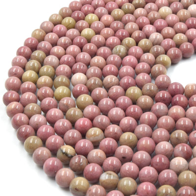Rhodonite Beads | Smooth Pink Round Natural Gemstone Beads - 4mm 6mm 8mm 10mm 12mm