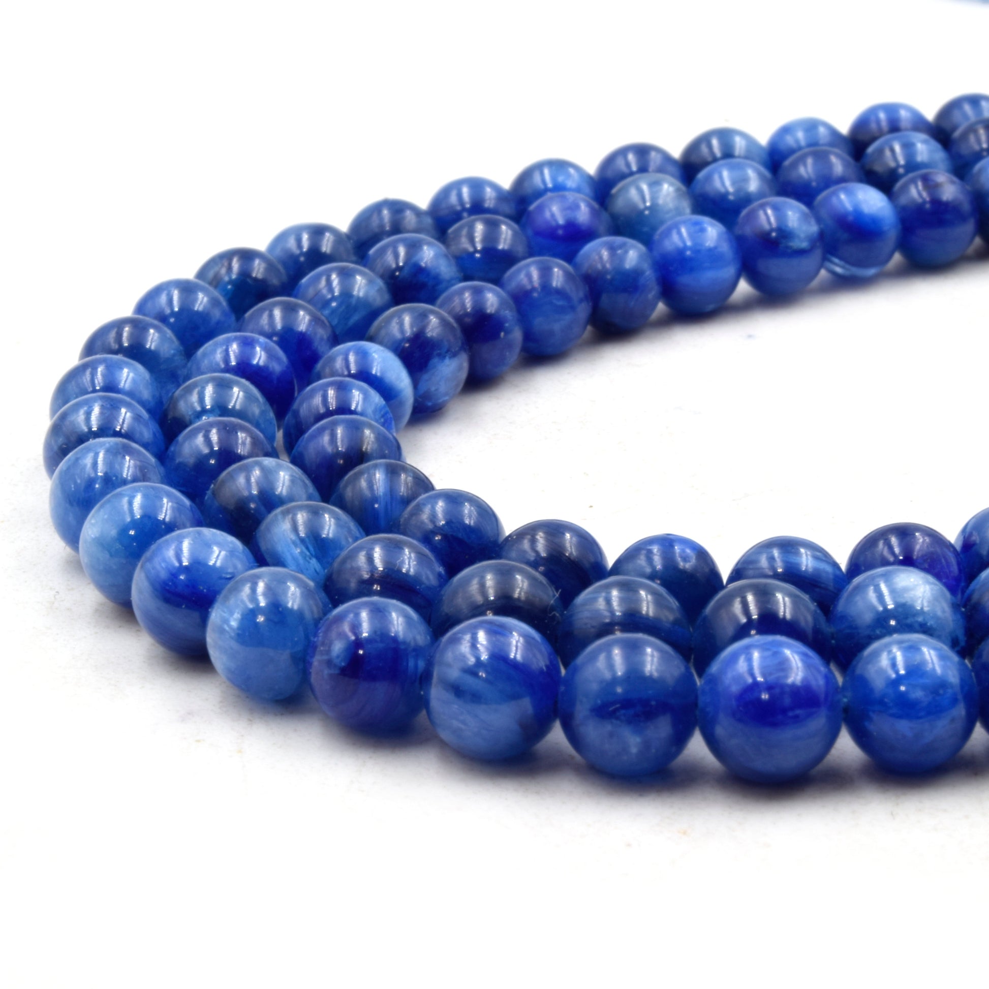 Natural Kyanite Beads | UNENHANCED/UNTREATED 6mm Natural Smooth Glossy Blue Kyanite Round Beads