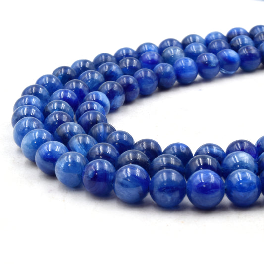 Natural Kyanite Beads | UNENHANCED/UNTREATED 6mm Natural Smooth Glossy Blue Kyanite Round Beads
