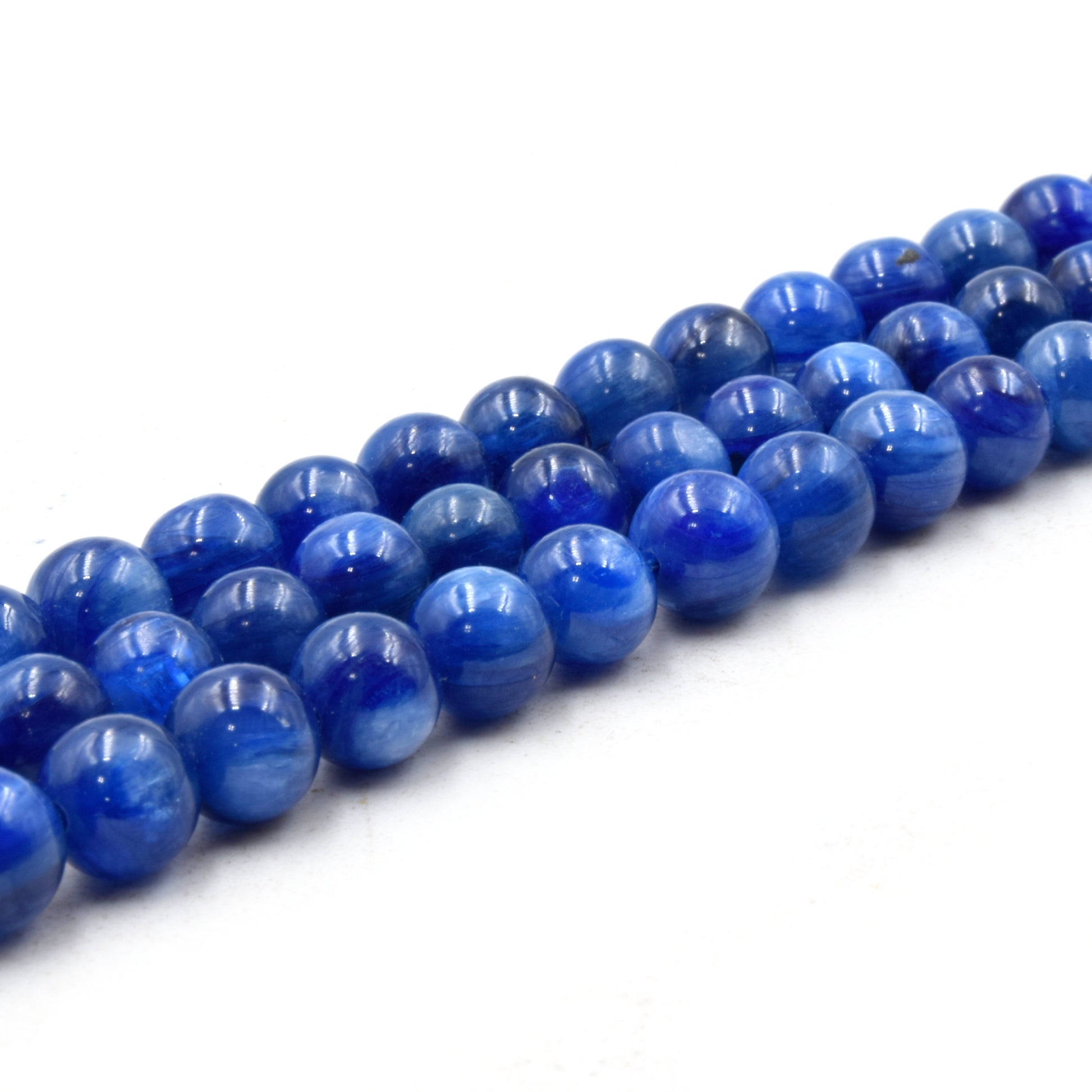 Natural Kyanite Beads | UNENHANCED/UNTREATED 6mm Natural Smooth Glossy Blue Kyanite Round Beads