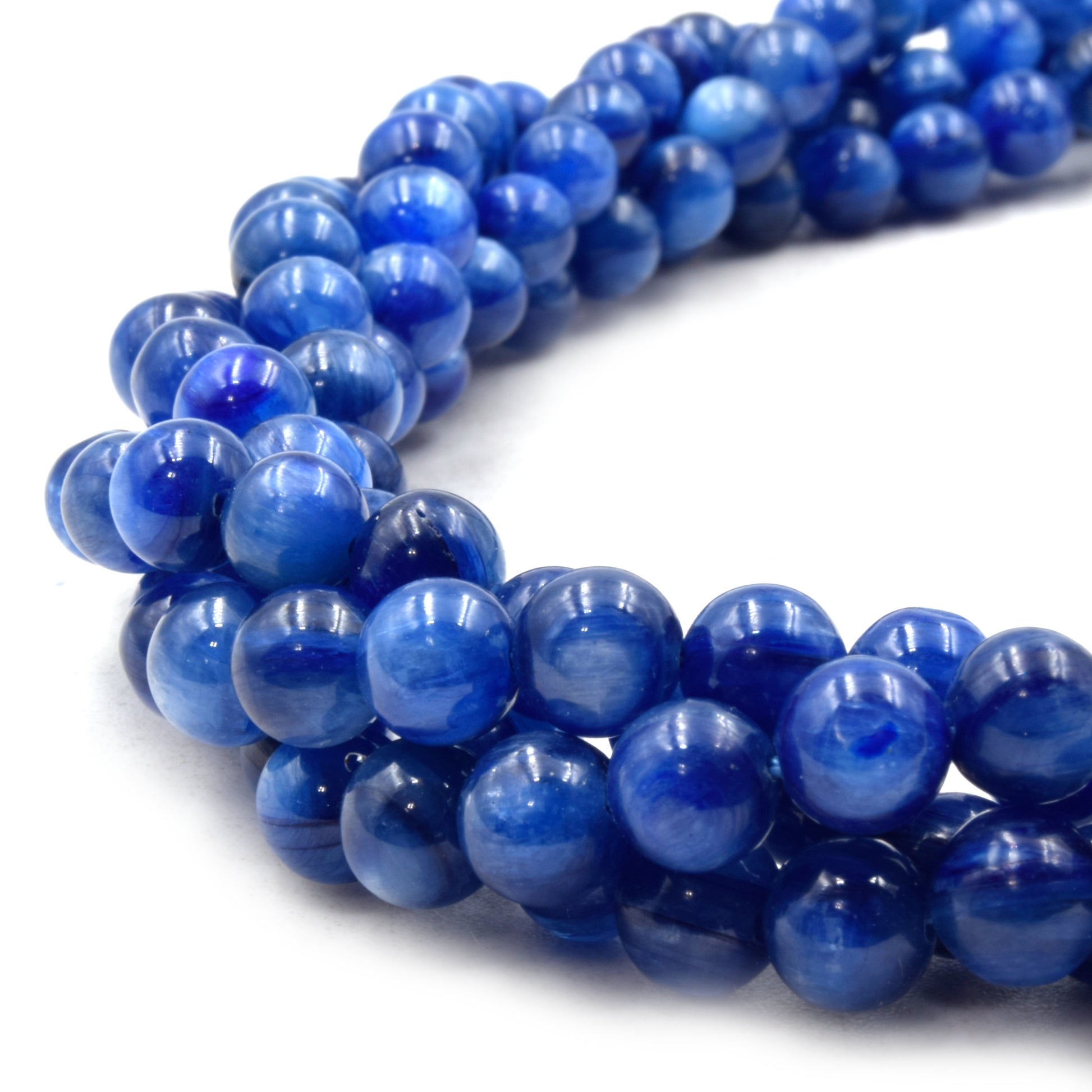 Natural Kyanite Beads | UNENHANCED/UNTREATED 6mm Natural Smooth Glossy Blue Kyanite Round Beads