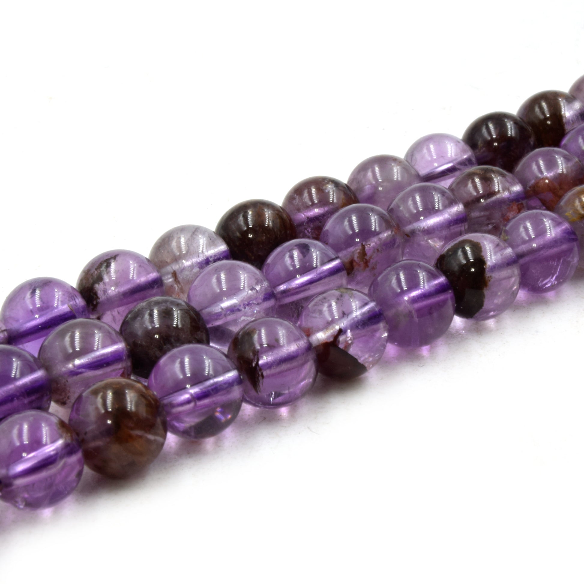 Natural Cacoxenite Beads | UNENHANCED/UNTREATED 7mm Natural Smooth Glossy Cacoxenite Round Beads