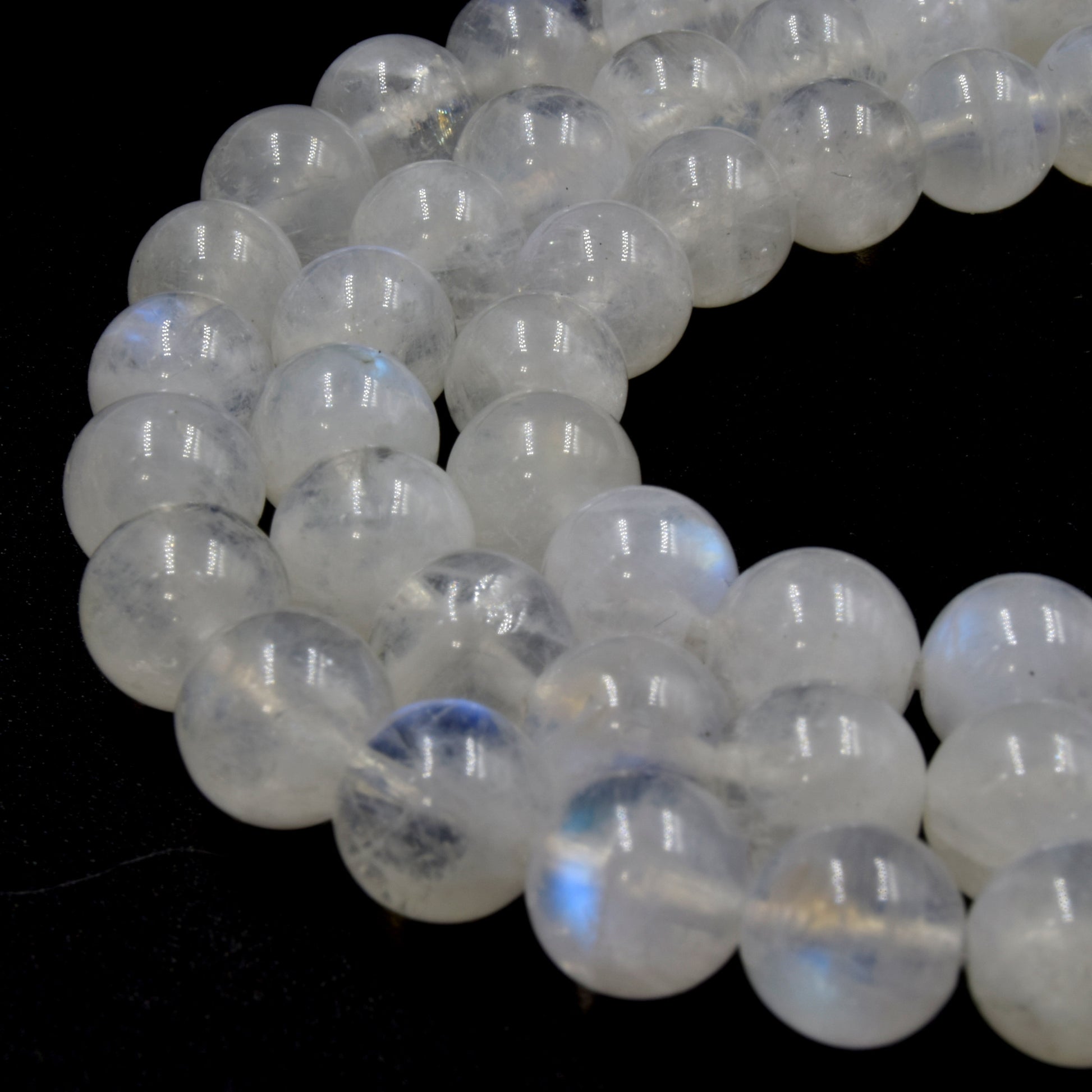 Natural Rainbow Moonstone Beads | UNENHANCED/UNTREATED 7mm Natural Smooth Glossy Rainbow Moonstone Round Beads