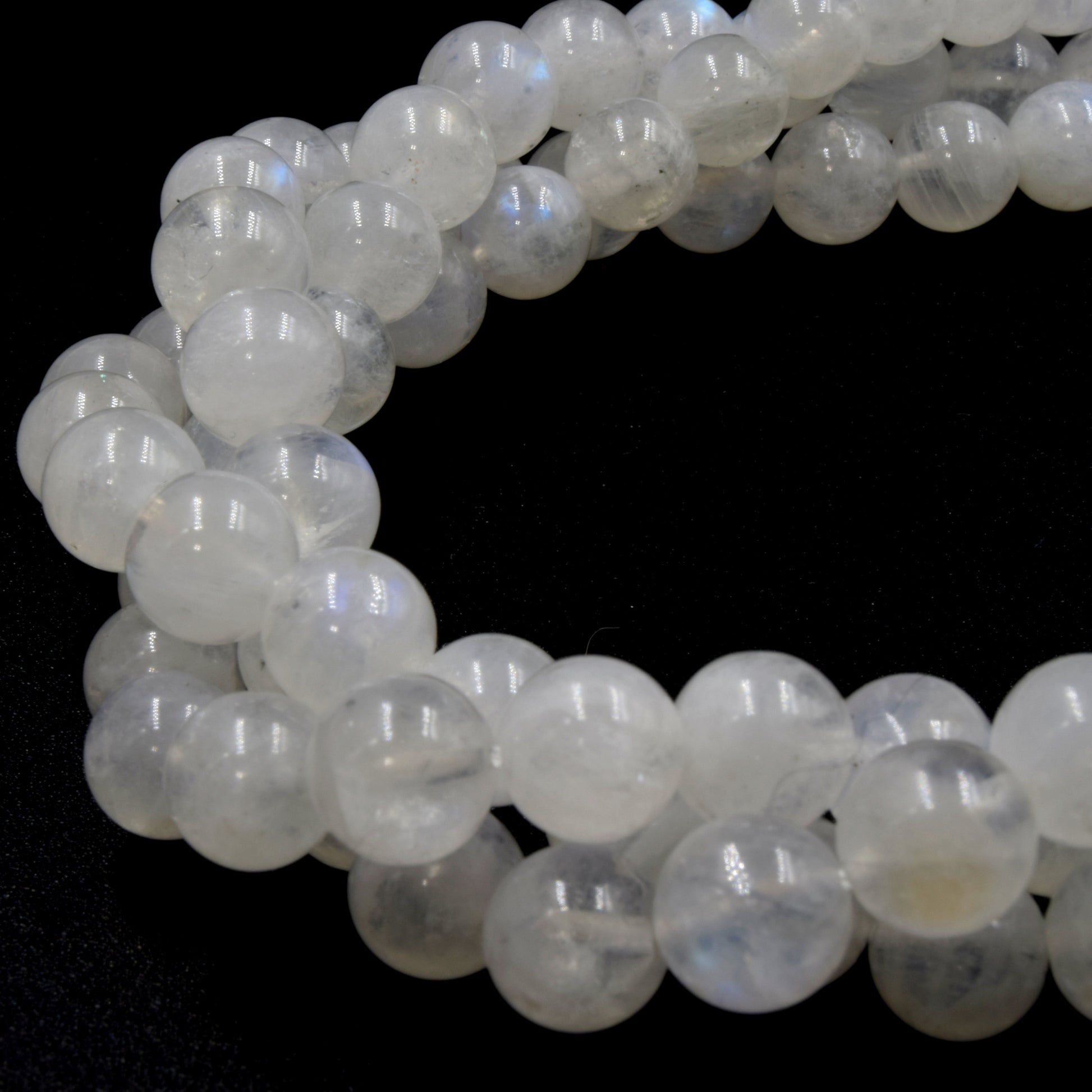 Natural Rainbow Moonstone Beads | UNENHANCED/UNTREATED 7mm Natural Smooth Glossy Rainbow Moonstone Round Beads