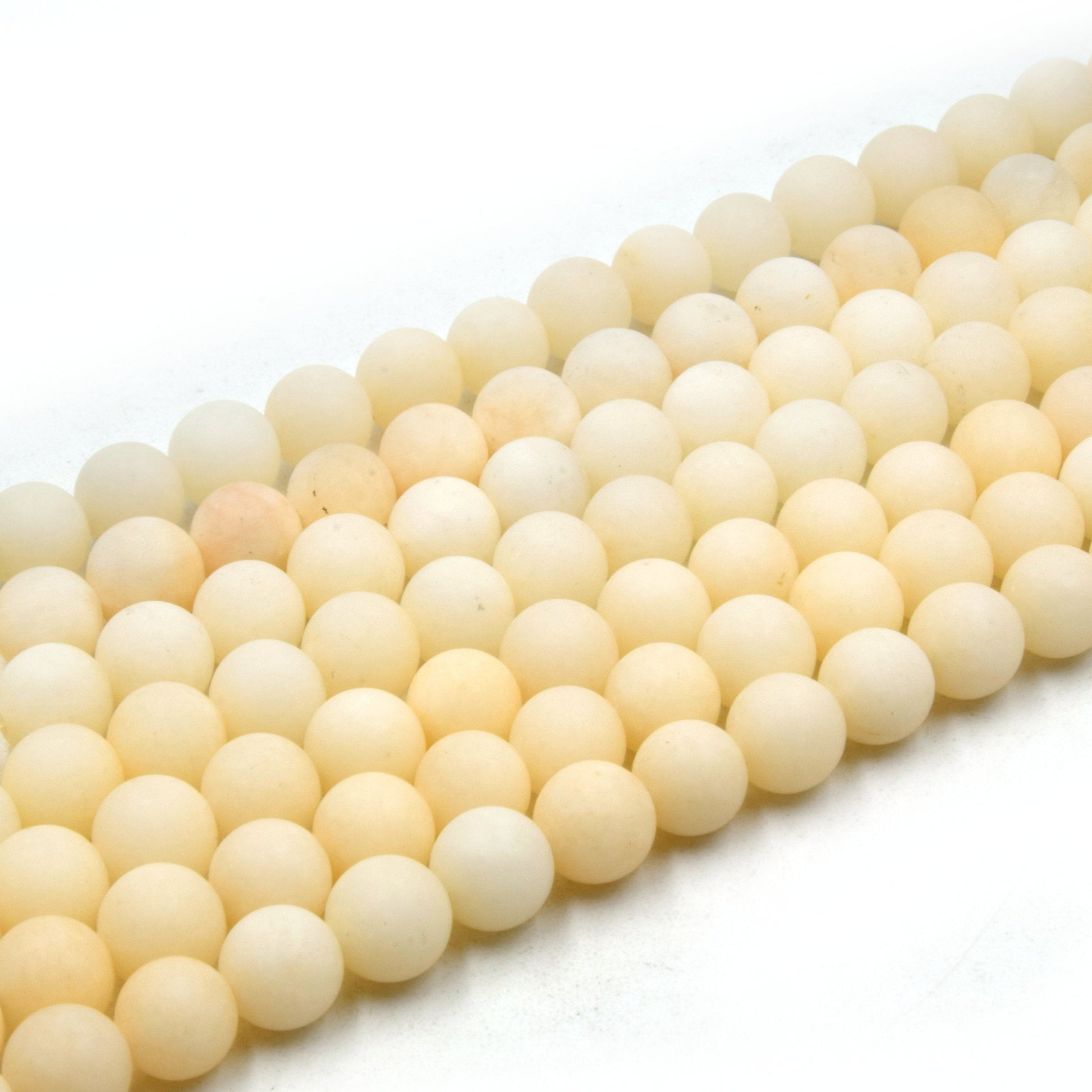 8mm Matte Dyed Very Pale Orange Jade Round/Ball Shaped Beads - Sold by 15" Strands (Approximately 47 Beads) - Semi-Precious Gemstone Beads
