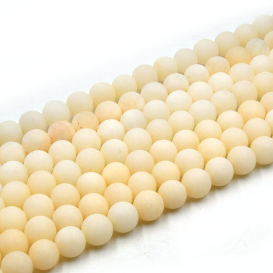 8mm Matte Dyed Very Pale Orange Jade Round/Ball Shaped Beads - Sold by 15" Strands (Approximately 47 Beads) - Semi-Precious Gemstone Beads