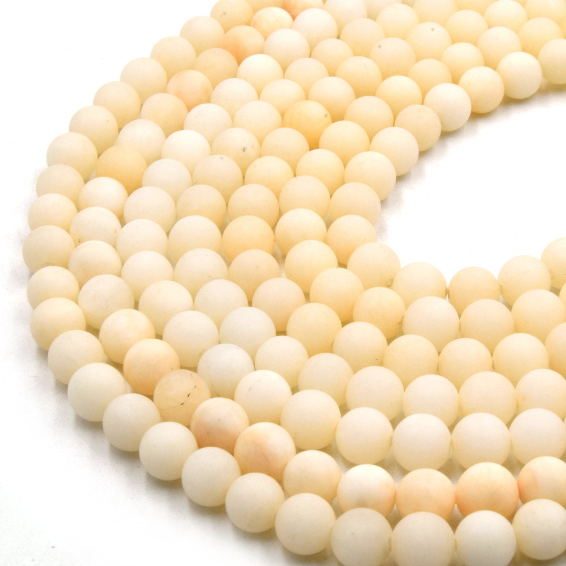 8mm Matte Dyed Very Pale Orange Jade Round/Ball Shaped Beads - Sold by 15" Strands (Approximately 47 Beads) - Semi-Precious Gemstone Beads
