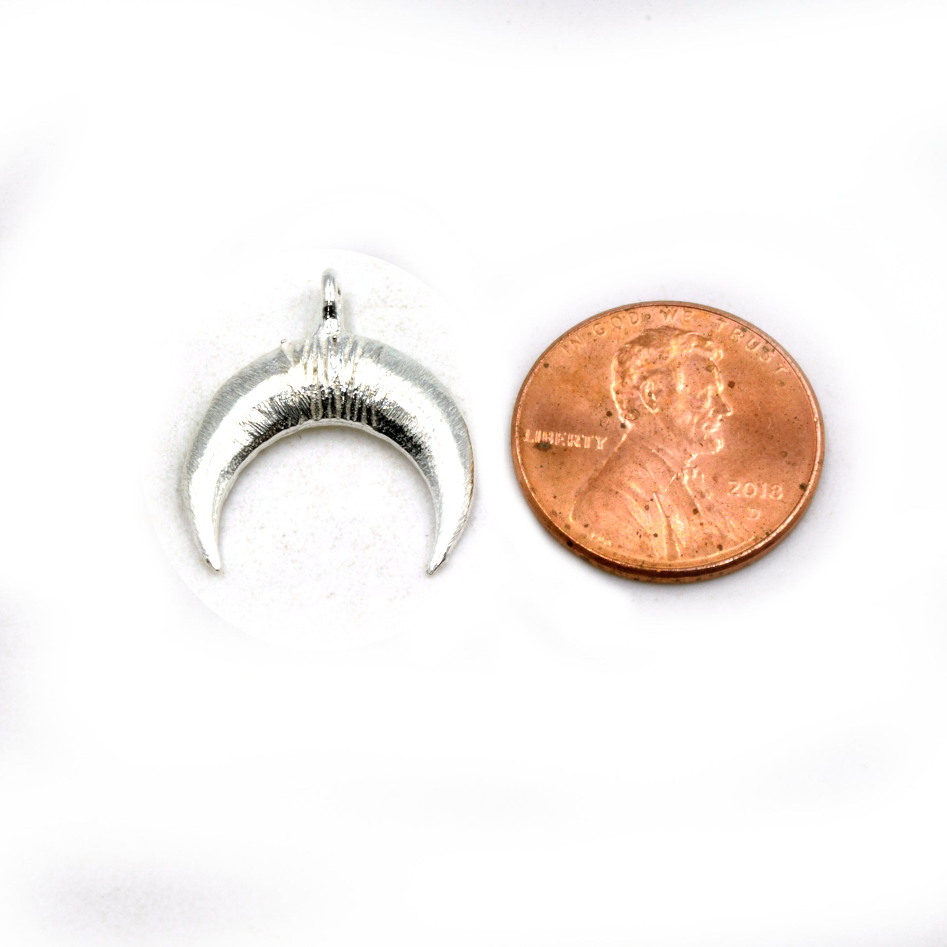17mm X 20mm Silver Plated Copper Faux Wire Wrapped Crescent Shaped Pendant W/ Concave Back Components (one Ring) Sold Individually