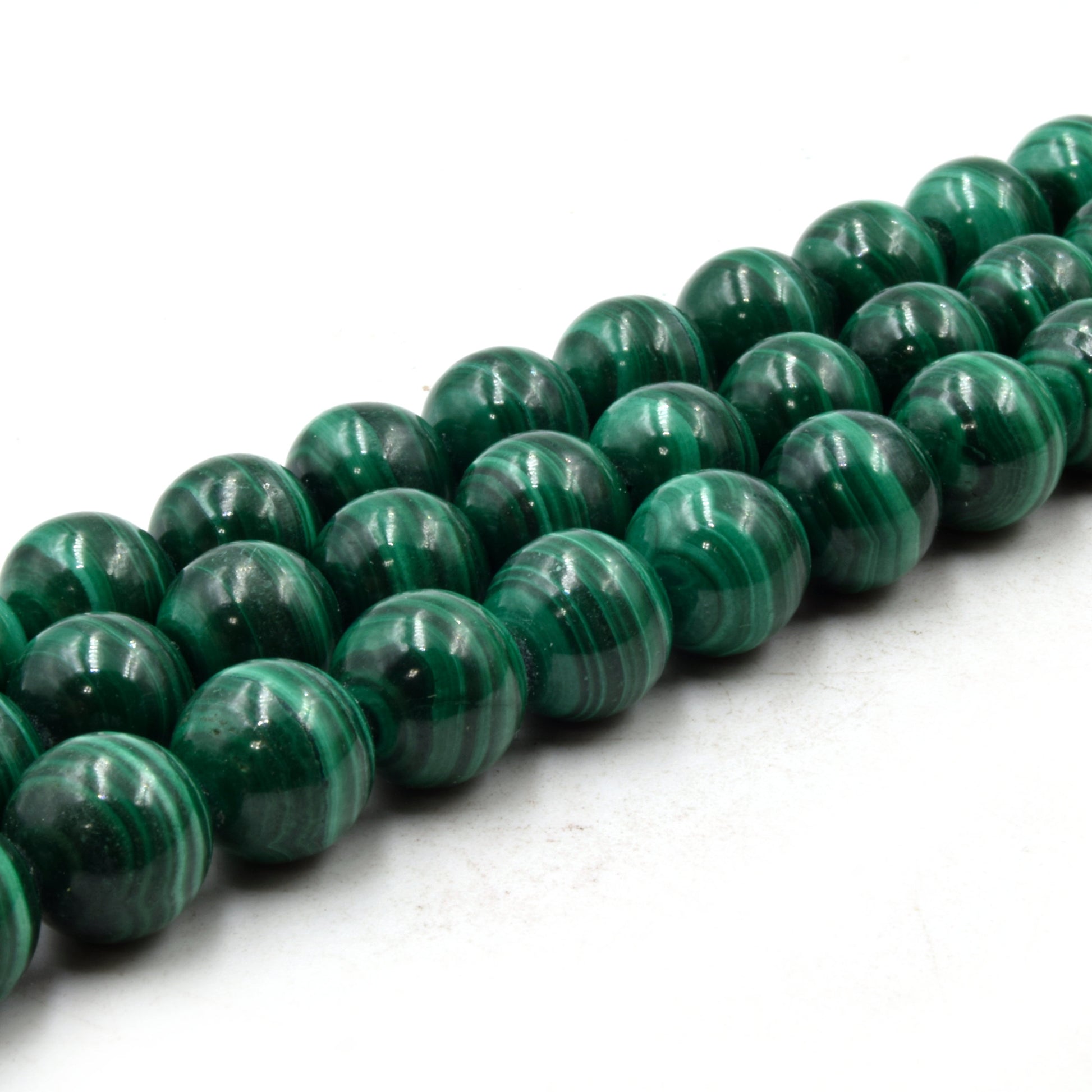 Natural Malachite Beads | UNENHANCED/UNTREATED 10mm Natural Smooth Glossy Green Malachite Round Beads