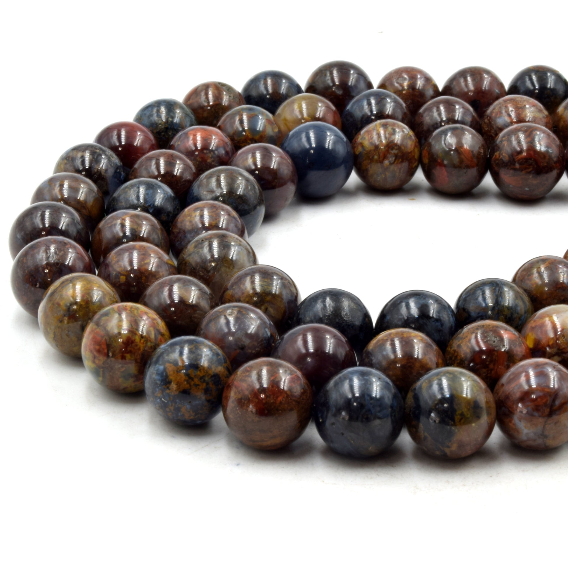 Natural Pietersite Beads | UNENHANCED/UNTREATED 11mm Natural Smooth Glossy Brown/Blue Pietersite Round Beads