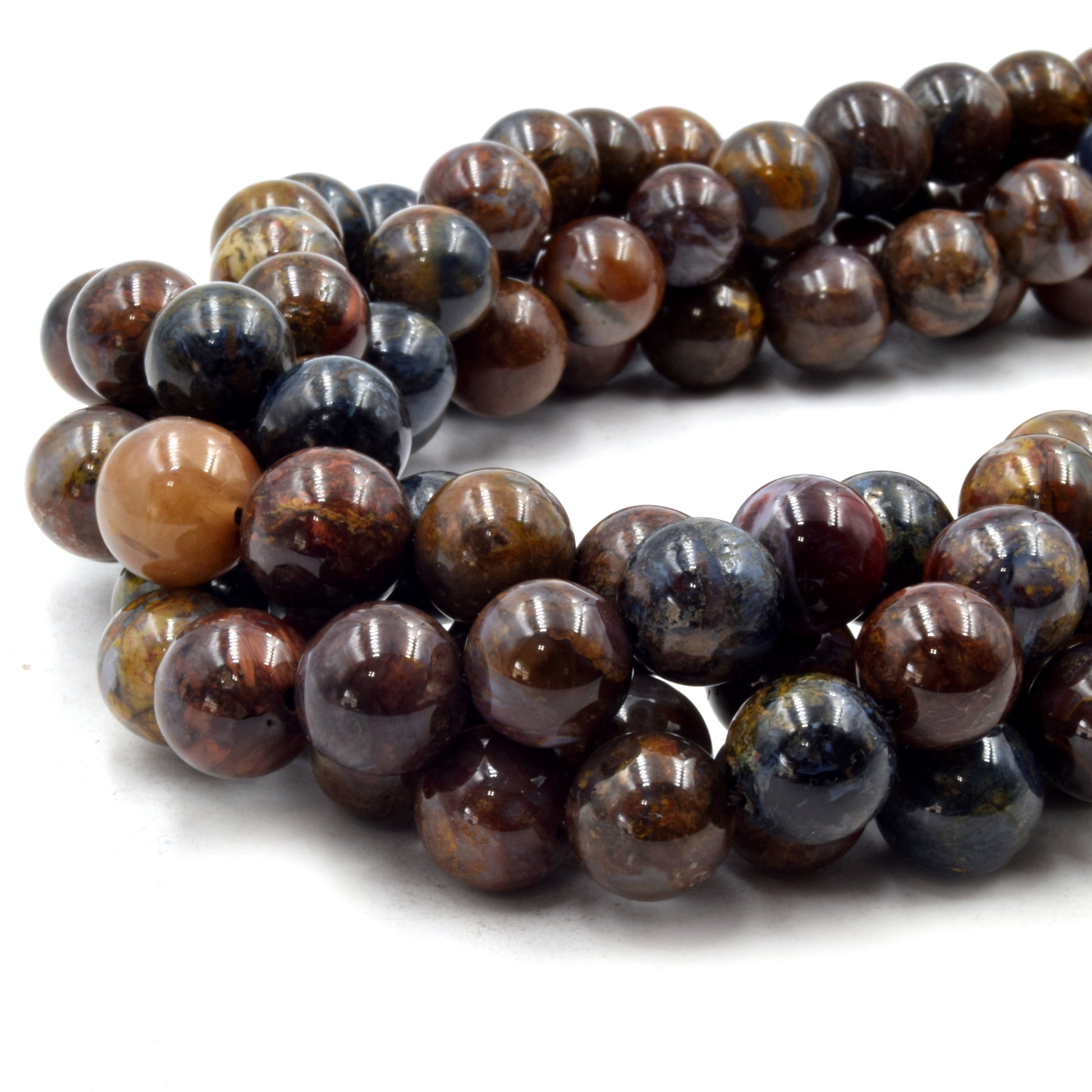 Natural Pietersite Beads | UNENHANCED/UNTREATED 11mm Natural Smooth Glossy Brown/Blue Pietersite Round Beads