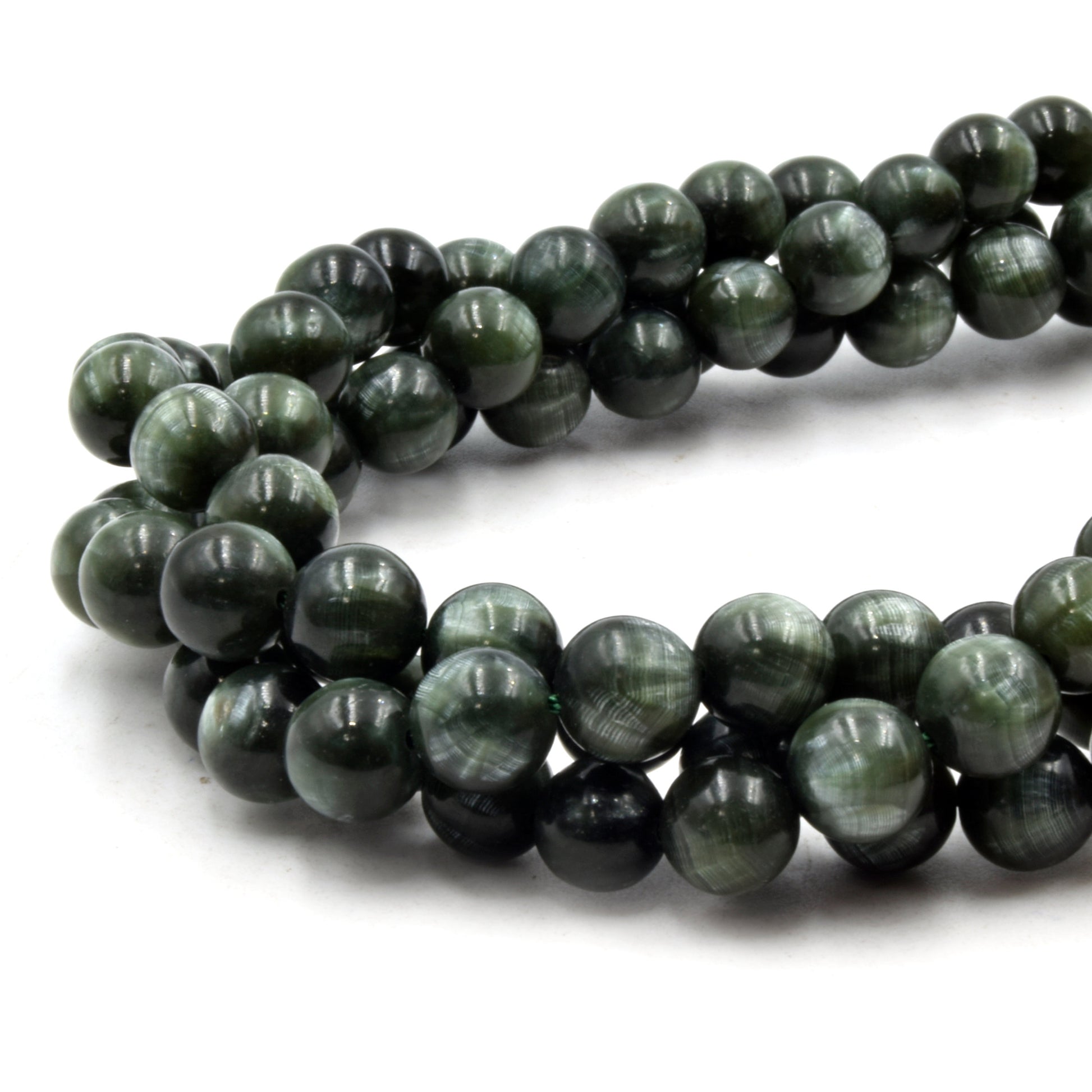 Natural Seraphinite Beads | UNENHANCED/UNTREATED 8mm Natural Smooth Glossy Seraphinite Round Beads