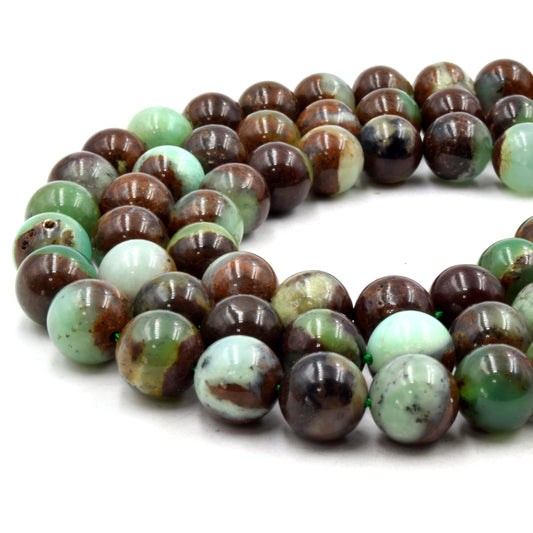 Natural Chrysoprase Beads | UNENHANCED/UNTREATED 12mm Natural Smooth Glossy Chrysoprase Round Beads