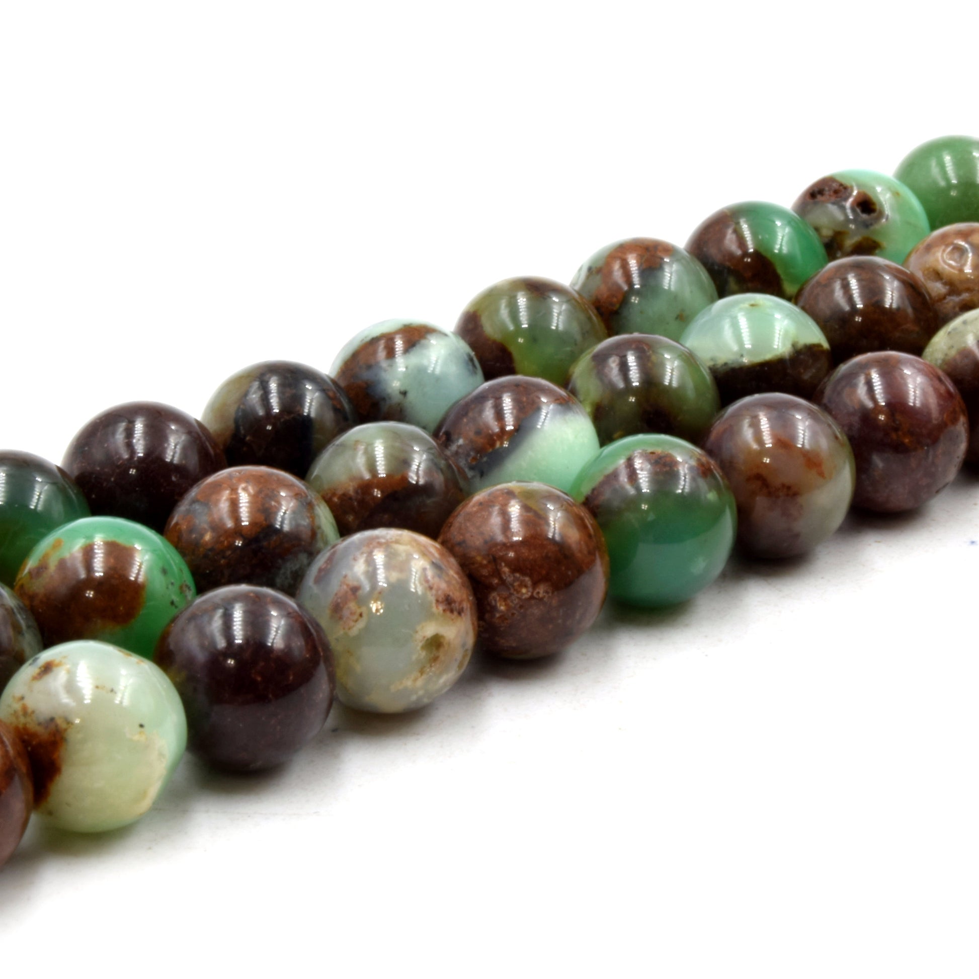 Natural Chrysoprase Beads | UNENHANCED/UNTREATED 12mm Natural Smooth Glossy Chrysoprase Round Beads
