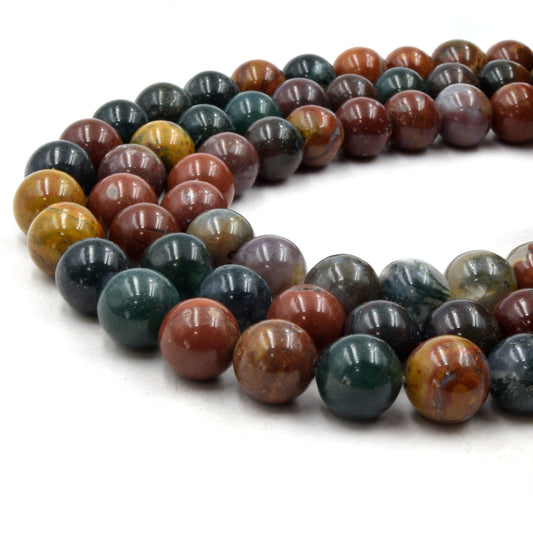 Natural Ocean Jasper Beads | UNENHANCED/UNTREATED 12mm Natural Smooth Glossy Ocean Jasper Round Beads
