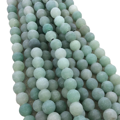 10mm Natural Green Aventurine Matte Finish Round/Ball Shaped Beads with 2.5mm Holes - 7.75" Strand (Approx. 20 Beads) - LARGE HOLE BEADS