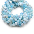 Banded Agate Beads | Dyed Light Blue Faceted Round Gemstone Beads - 8mm 10mm 12mm Available