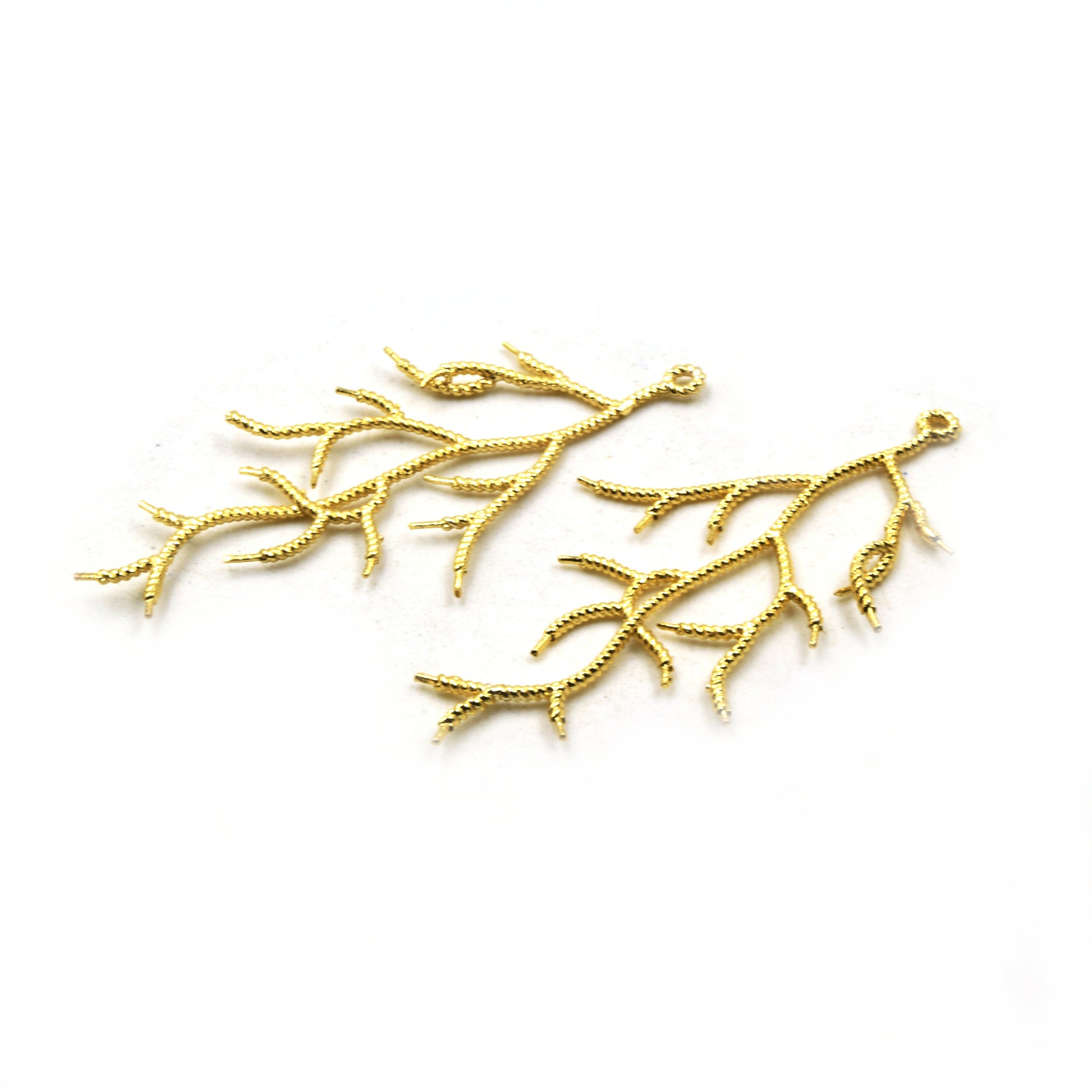 Jewelry Components | Gold Plated Copper Tree Branch Pendants | One Pair of Components | 28mm x 56mm