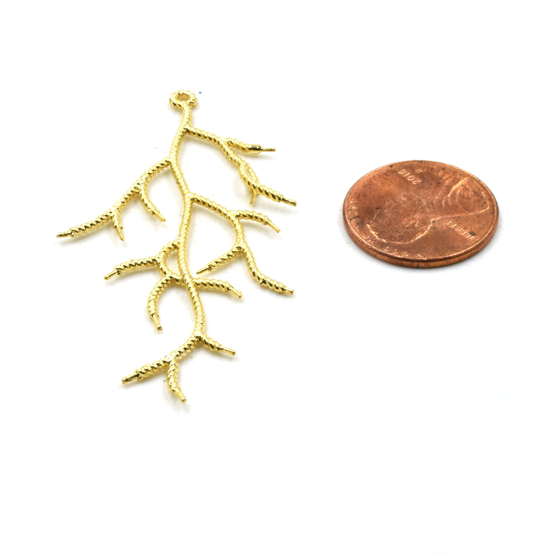 Jewelry Components | Gold Plated Copper Tree Branch Pendants | One Pair of Components | 28mm x 56mm
