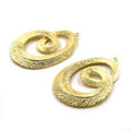 Jewelry Components | Gold Plated Copper Leaf Textured Pendants | One Pair of Components | 34mm x 48mm