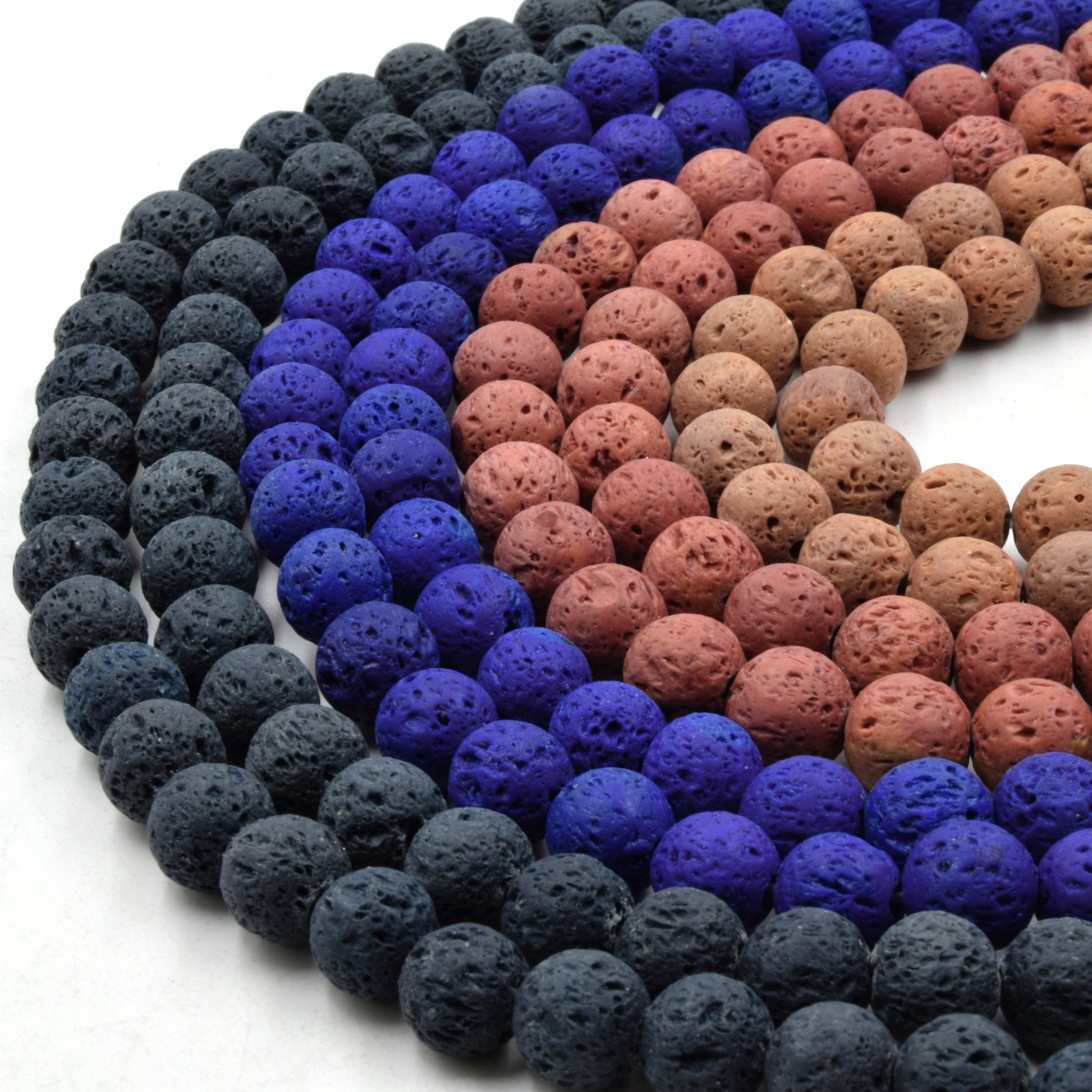 Lava Beads | Teal Blue Red Tan Round Diffuser Beads - 8mm Available