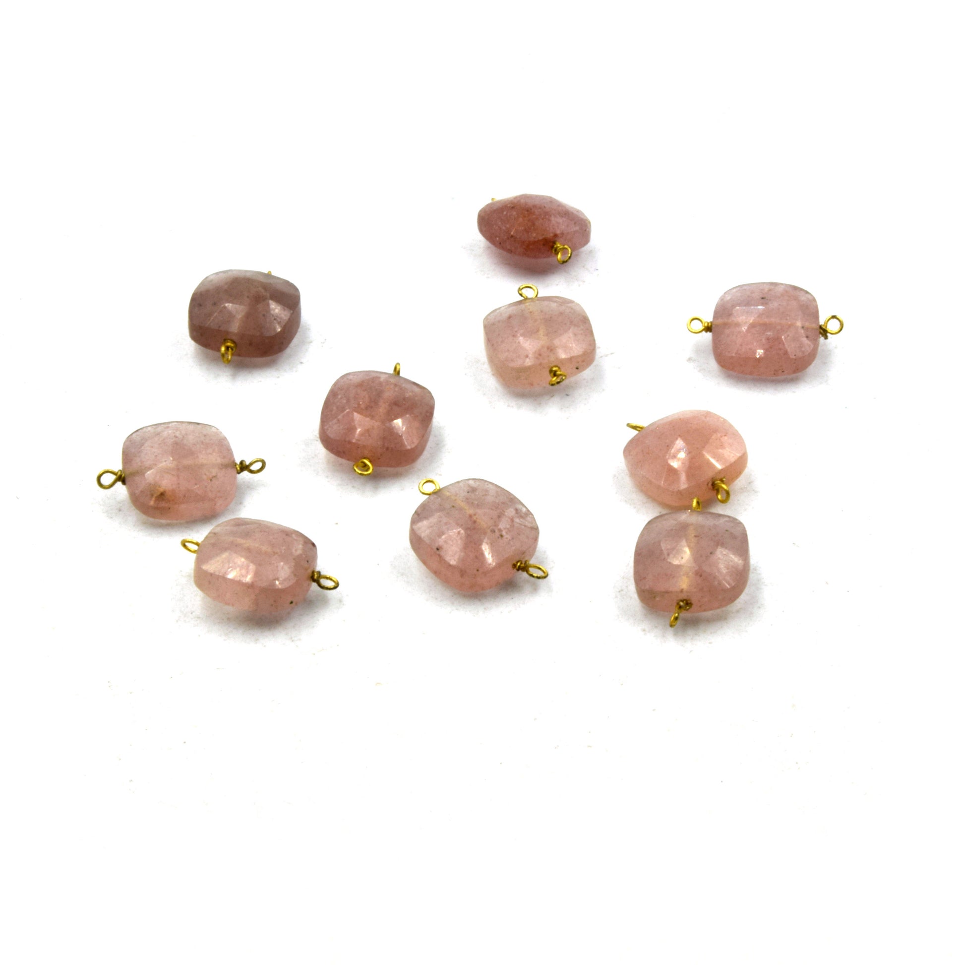 Wire Wrapped Gemstone Connectors | 10mm Square Shape Labradorite, Chrysoprase, Chalcedony, Opalite, Lapis, Moonstone, Quartz Connector