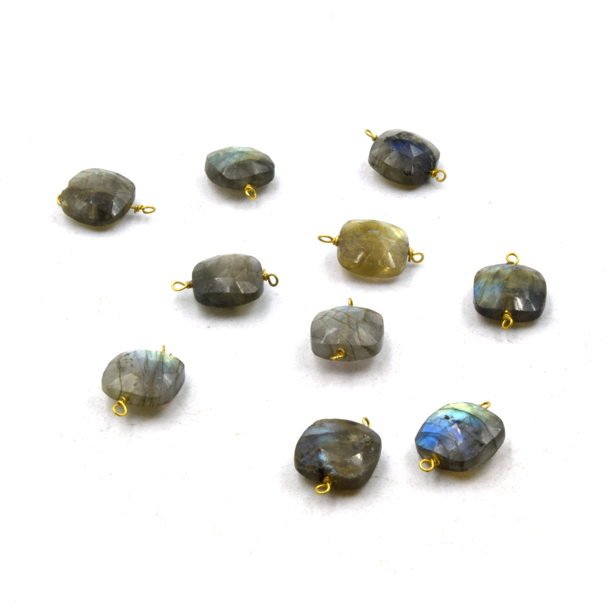 Wire Wrapped Gemstone Connectors | 10mm Square Shape Labradorite, Chrysoprase, Chalcedony, Opalite, Lapis, Moonstone, Quartz Connector