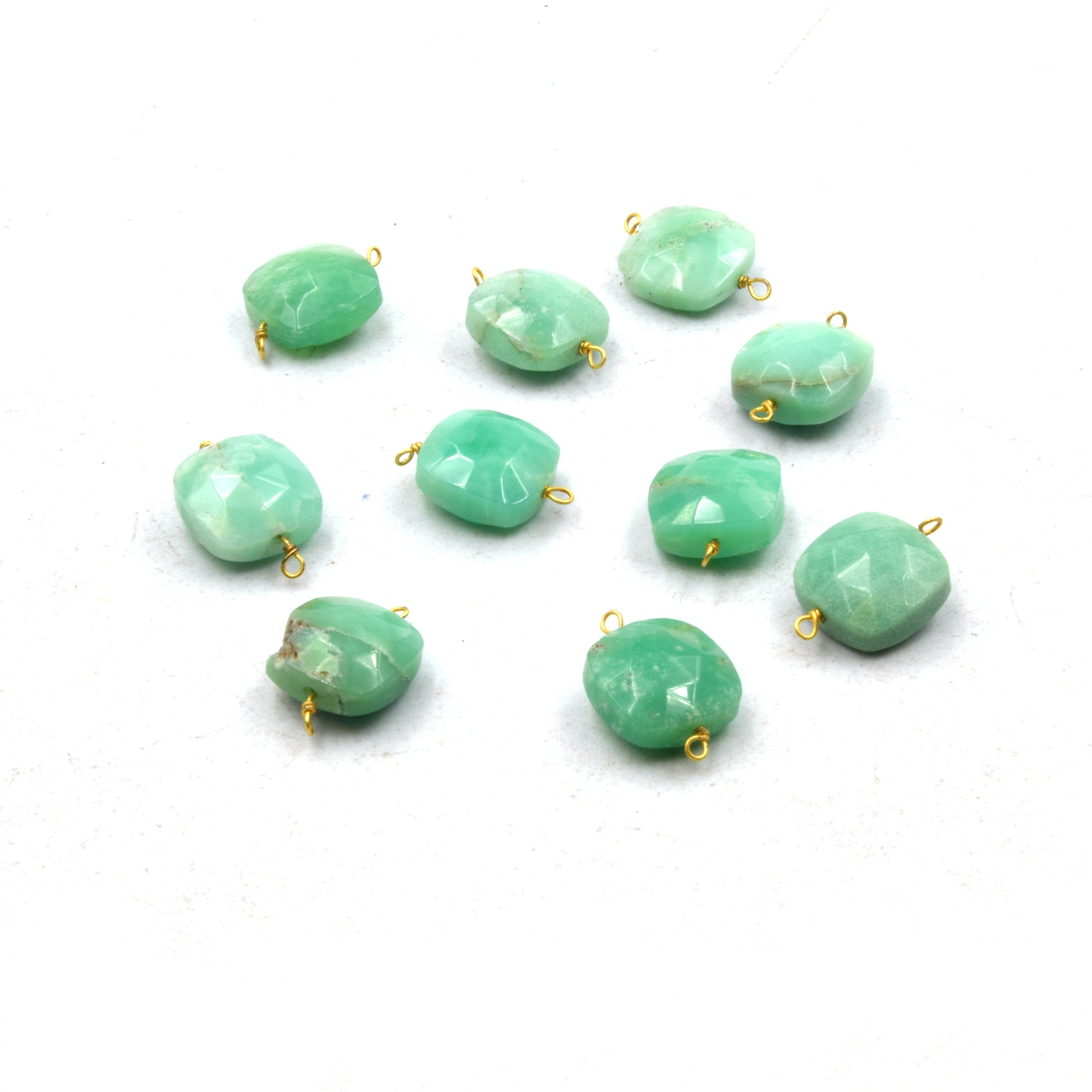 Wire Wrapped Gemstone Connectors | 10mm Square Shape Labradorite, Chrysoprase, Chalcedony, Opalite, Lapis, Moonstone, Quartz Connector